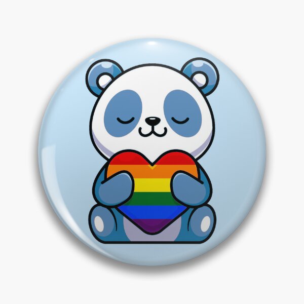 Item preview, Blue Panda with Rainbow Pride Flag Heart designed and sold by everything4eva.