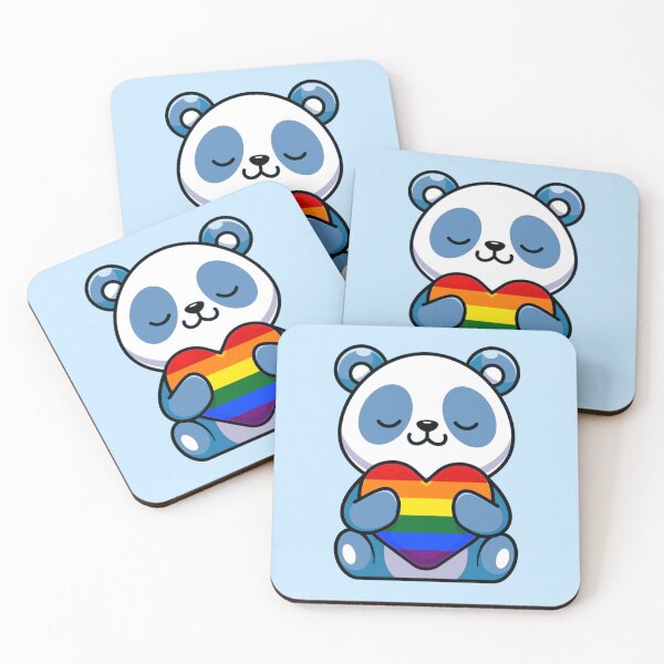 Item preview, Blue Panda with Rainbow Pride Flag Heart designed and sold by everything4eva.