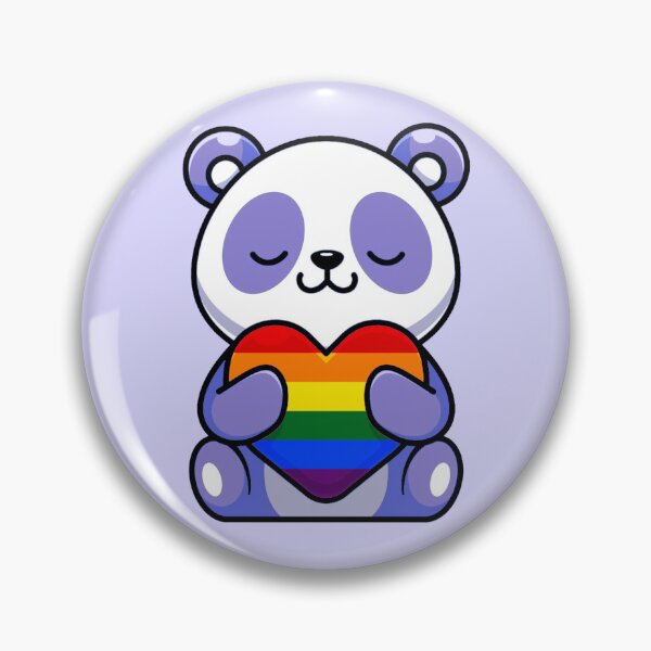 Item preview, Purple Panda with Rainbow Pride Flag Heart designed and sold by everything4eva.