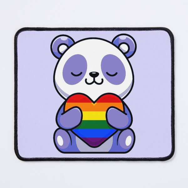 Item preview, Purple Panda with Rainbow Pride Flag Heart designed and sold by everything4eva.