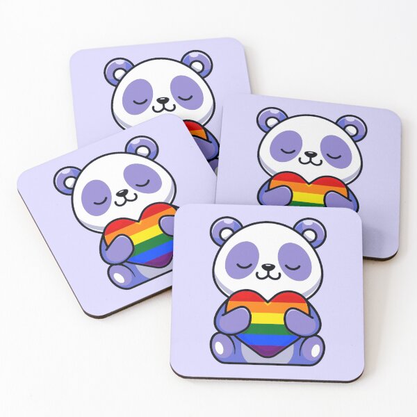 Item preview, Purple Panda with Rainbow Pride Flag Heart designed and sold by everything4eva.