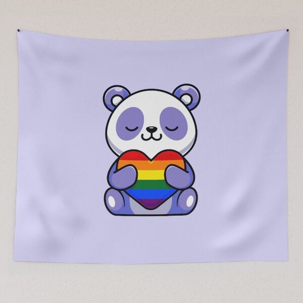 Item preview, Purple Panda with Rainbow Pride Flag Heart designed and sold by everything4eva.