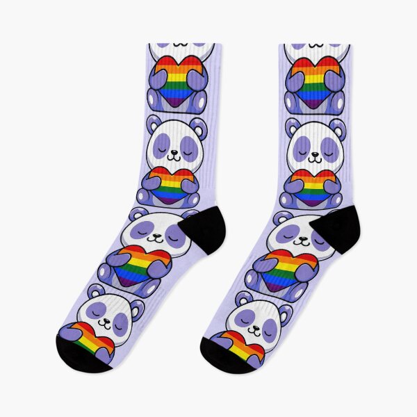 Item preview, Purple Panda with Rainbow Pride Flag Heart designed and sold by everything4eva.