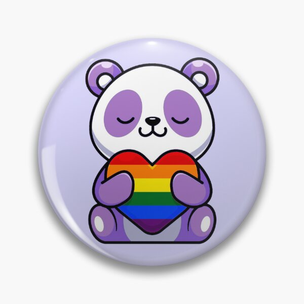 Item preview, Purple Panda with Rainbow Pride Flag Heart designed and sold by everything4eva.