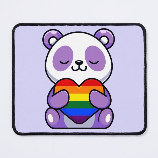 Item preview, Purple Panda with Rainbow Pride Flag Heart designed and sold by everything4eva.