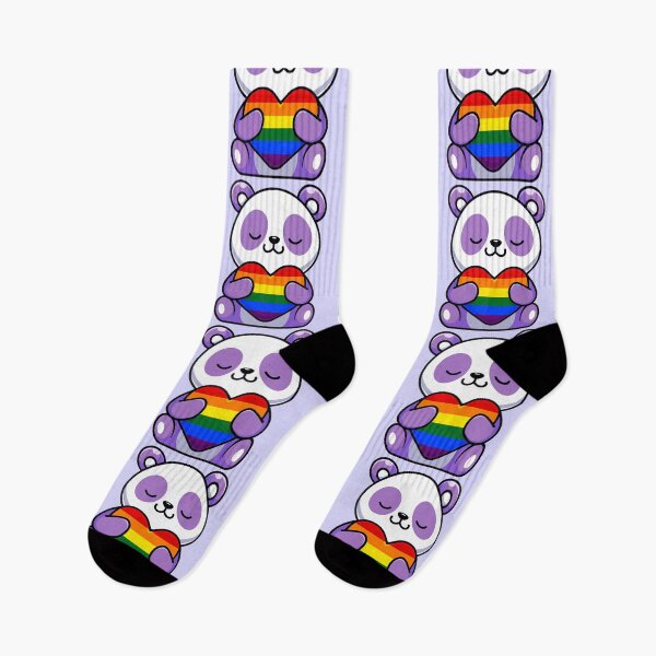 Item preview, Purple Panda with Rainbow Pride Flag Heart designed and sold by everything4eva.