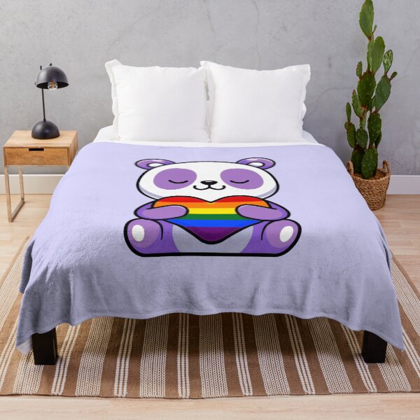 Item preview, Purple Panda with Rainbow Pride Flag Heart designed and sold by everything4eva.