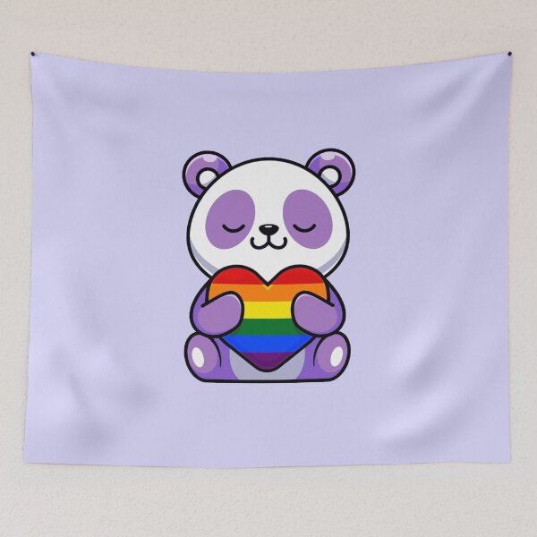 Item preview, Purple Panda with Rainbow Pride Flag Heart designed and sold by everything4eva.