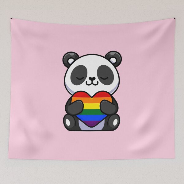 Item preview, Cute Panda with Rainbow Pride Flag Heart designed and sold by everything4eva.
