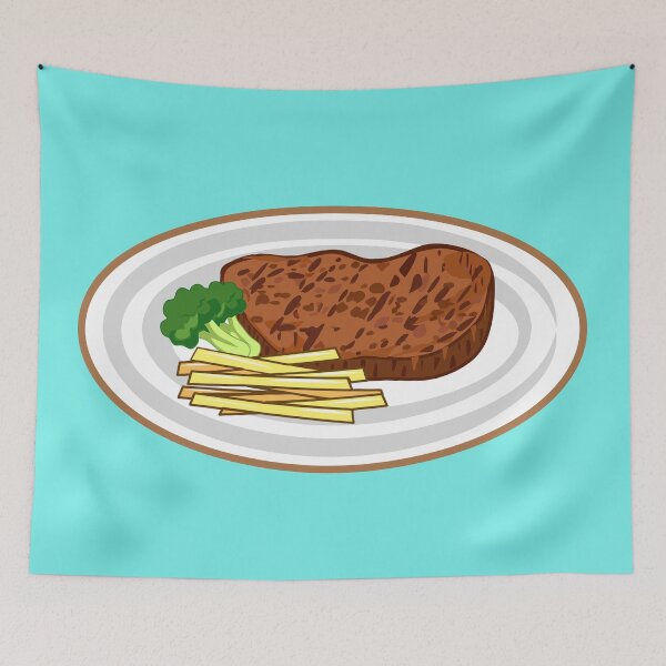Item preview, Steak cartoon illustration designed and sold by Misscartoon.