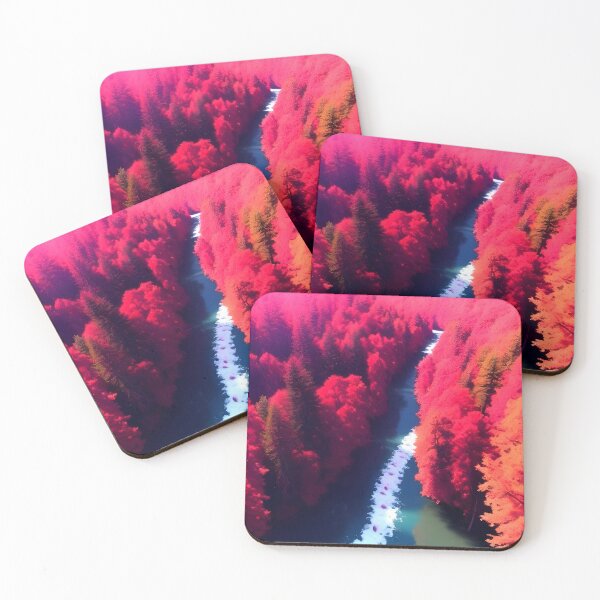 Item preview, Red Forest & River View Landscape Art designed and sold by supeart.