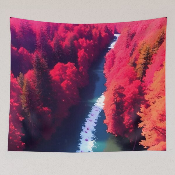 Item preview, Red Forest & River View Landscape Art designed and sold by supeart.