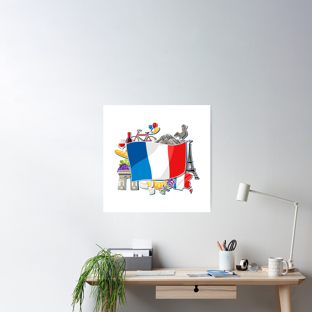 Map france and flag simple drawing flat style Vector Image