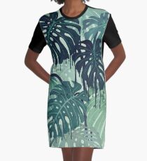 Monstera Melt (in Green) Graphic T-Shirt Dress