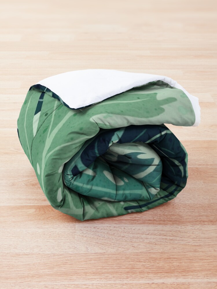 Alternate view of Monstera Melt (in Green) Comforter
