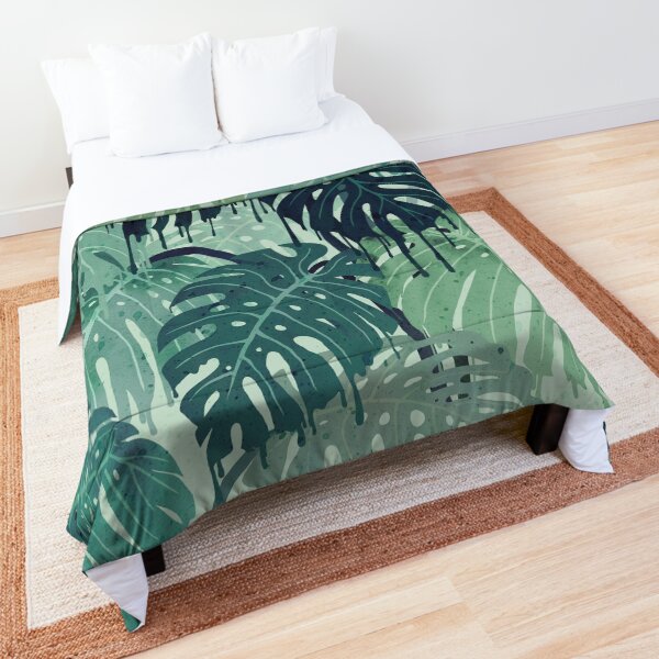 Monstera Melt (in Green) Comforter