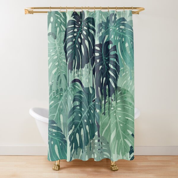 Monstera Melt (in Green) Shower Curtain