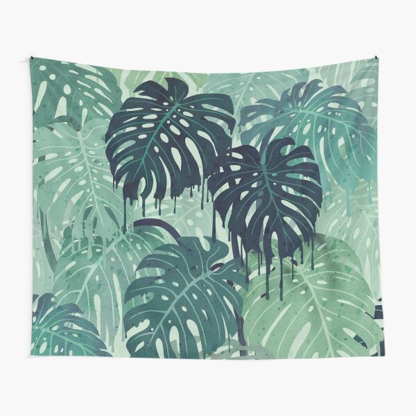 Monstera Melt (in Green) Tapestry