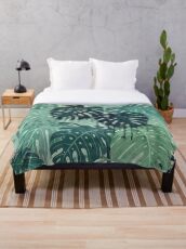 Monstera Melt (in Green) Throw Blanket