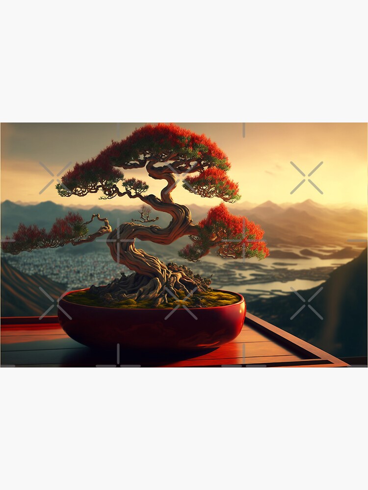 "Bonsai at Sunset" Sticker for Sale by rukesdesigns Redbubble