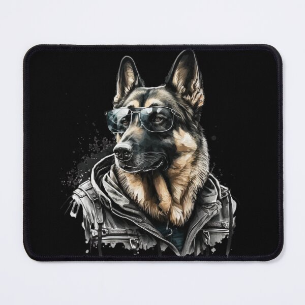 Item preview, German Shepperd K9 With Glasses And Leather Jacket Super Realistic designed and sold by adembulut.