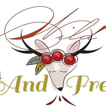 Artwork thumbnail, Wild and Free, Boho print, Deer, Bohemian, by Cindys Creative Contour