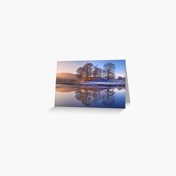 Clearing mist and reflections - River Brathay, Lake District Greeting Card