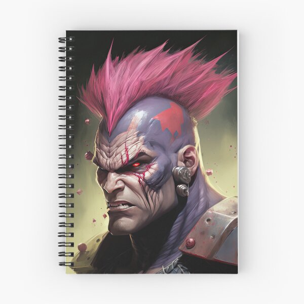 Aperçu de l'œuvre Méchant de bande dessinée avec Mohawk rose créée et vendue par AiCollection.