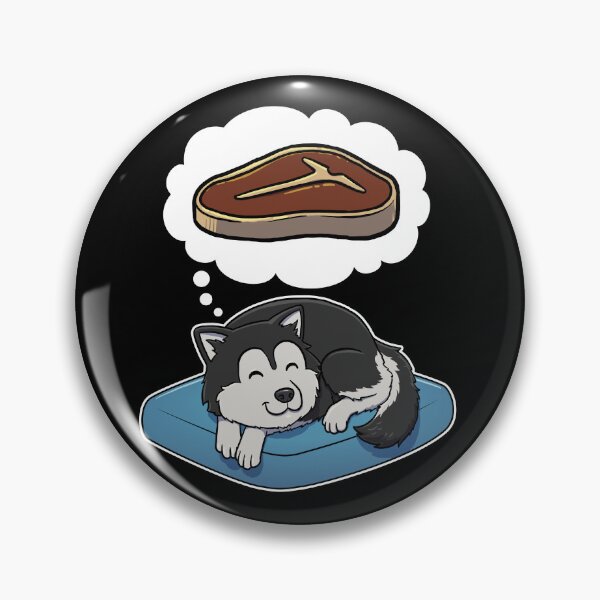 Aperçu de l'œuvre Alaskan Malamute dreaming about Steak créée et vendue par DoggieDelights.