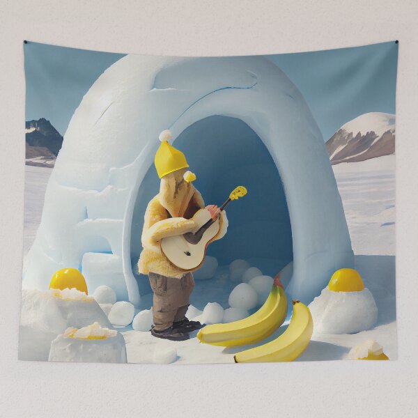 Item preview, Igloo Yodeling with a Banana Digital Painting designed and sold by CodeAndColors.