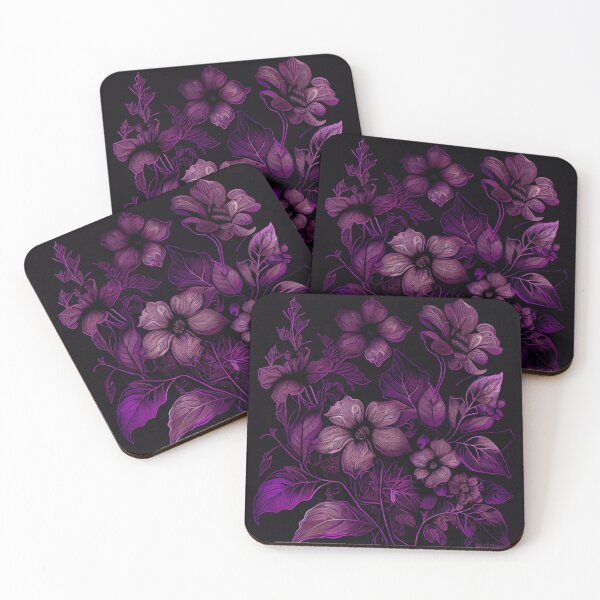 Item preview, Imagined Purple Monochromatic Floral Pattern Digital Painting designed and sold by CodeAndColors.