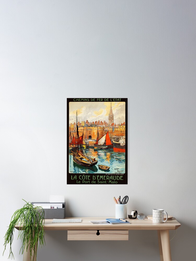 Thumbnail 2 of 3, Poster, FRANCE Le Port de Saint Malo 1930s Vintage travel Poster designed and sold by retroposters.