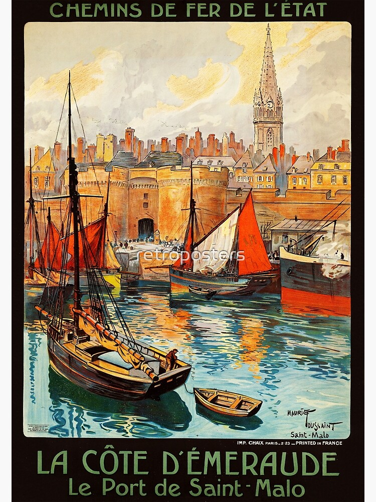 Thumbnail 3 of 3, Poster, FRANCE Le Port de Saint Malo 1930s Vintage travel Poster designed and sold by retroposters.