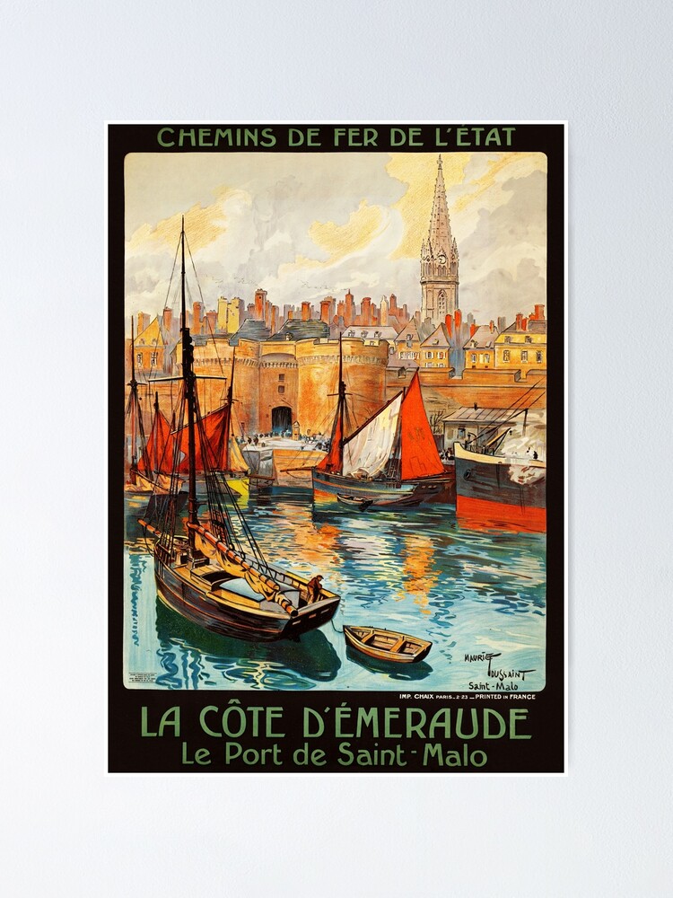 Thumbnail 1 of 3, Poster, FRANCE Le Port de Saint Malo 1930s Vintage travel Poster designed and sold by retroposters.