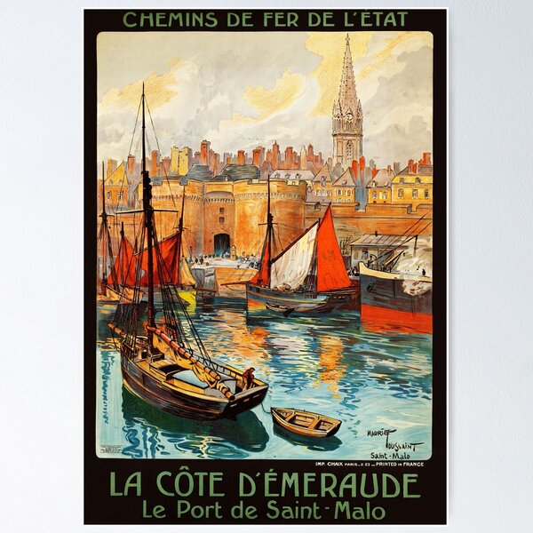 Item preview, FRANCE Le Port de Saint Malo 1930s Vintage travel Poster designed and sold by retroposters.