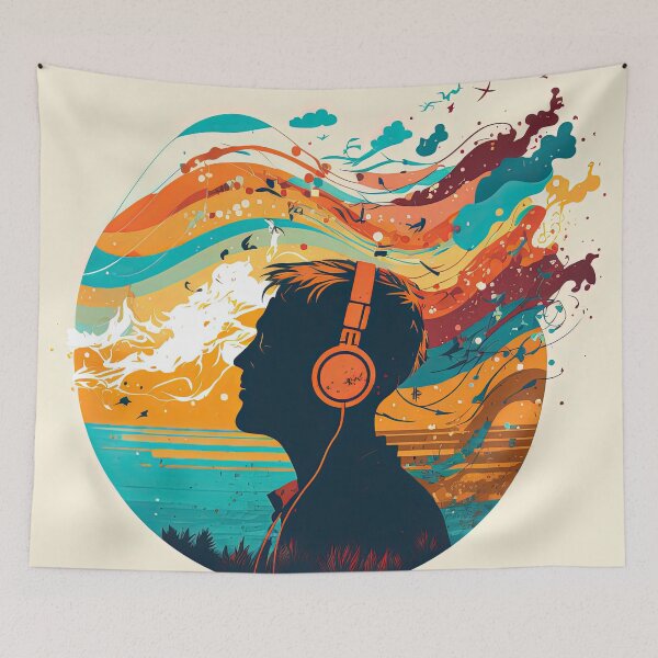Item preview, hombre escuchando musica designed and sold by Chillapy.