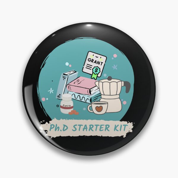 Item preview, PhD starter kit, with aspirin, books, coffee mug, coffee pot and grant money designed and sold by Lady-Frost.