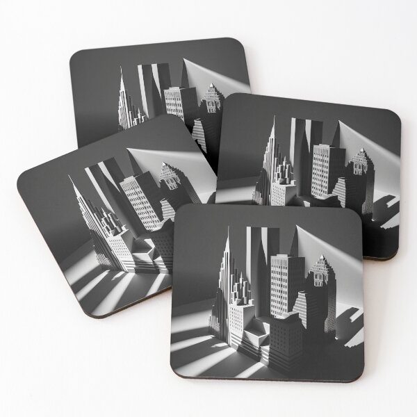 Item preview, A stylized and minimalist black and white photograph of a cityscape designed and sold by AI-RDROP.