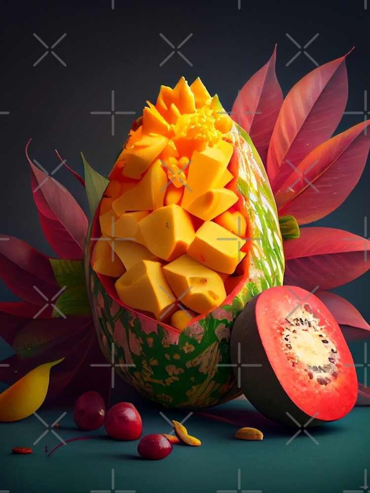 Aperçu 5 sur 5. Robe trapèze avec l'œuvre Mango and Clover A Colorful Hue Digital Painting créée et vendue par CodeAndColors.