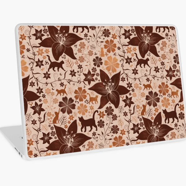 Earthy Cats and Flowers Laptop Skin