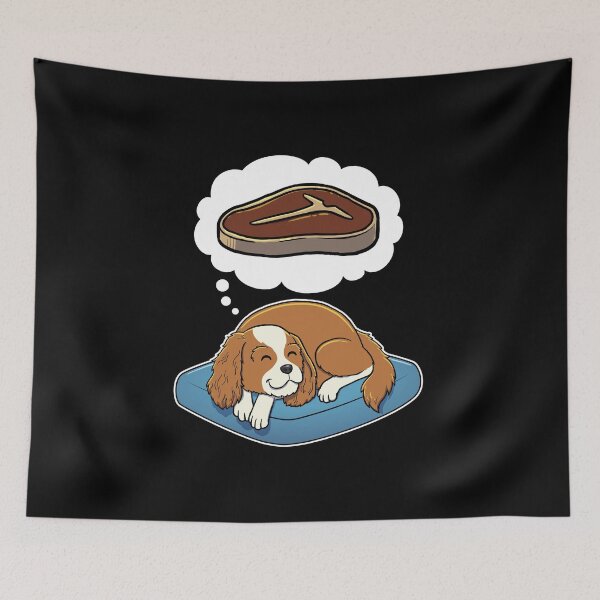 Artikelvorschau, Cavalier King Charles Spaniel träumt von Steak entworfen und verkauft von DoggieDelights.