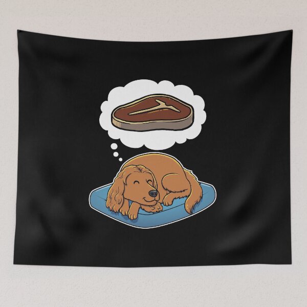 Aperçu de l'œuvre English Cocker Spaniel dreaming about Steak créée et vendue par DoggieDelights.