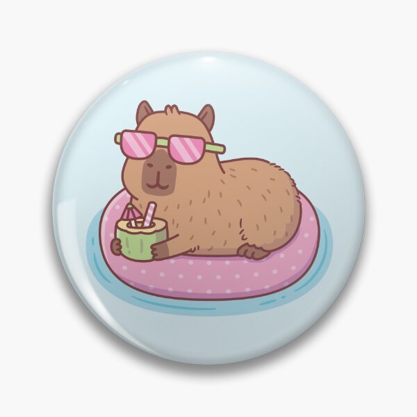 Item preview, Funny Capybara Chilling On Pink Pool Float designed and sold by rustydoodle.