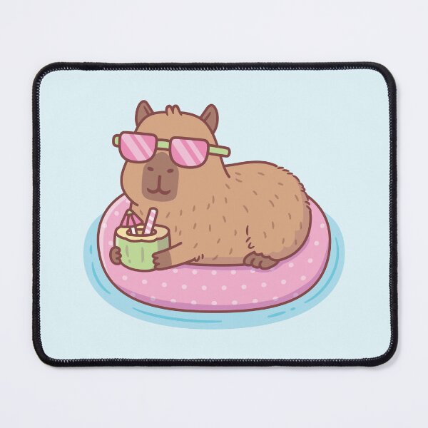 Item preview, Funny Capybara Chilling On Pink Pool Float designed and sold by rustydoodle.