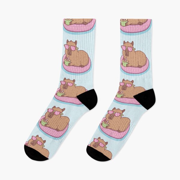 Item preview, Funny Capybara Chilling On Pink Pool Float designed and sold by rustydoodle.