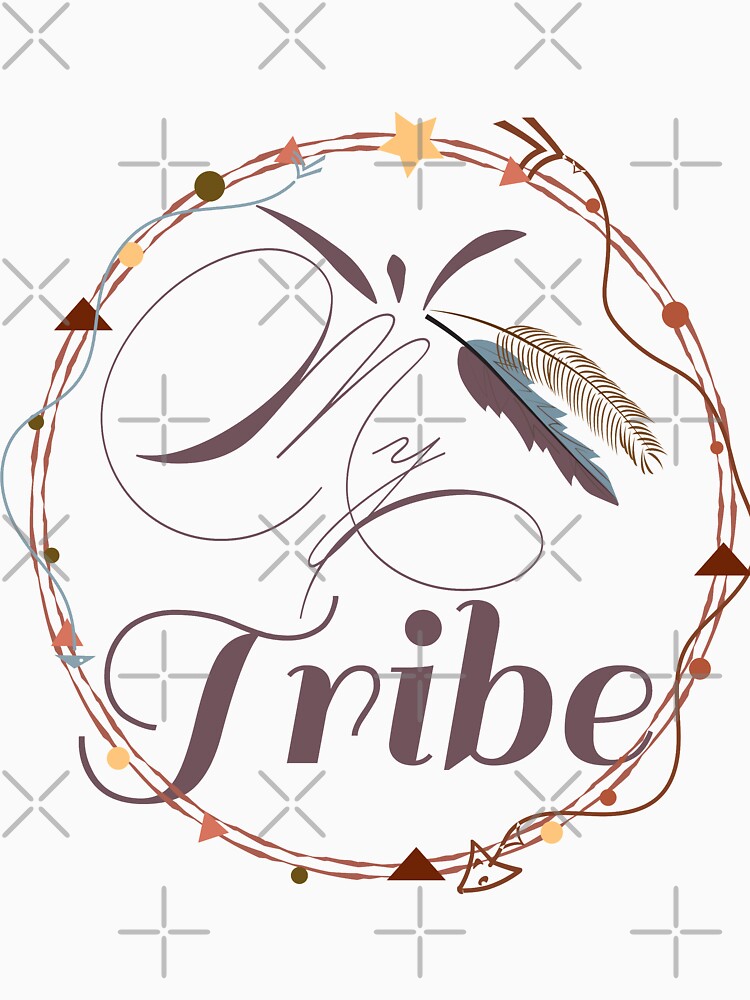 Thumbnail 3 of 3, Relaxed Fit T-Shirt, Bohemian, My Tribe, arrows, feathers, triangles, circles designed and sold by Cindys Creative Contour.