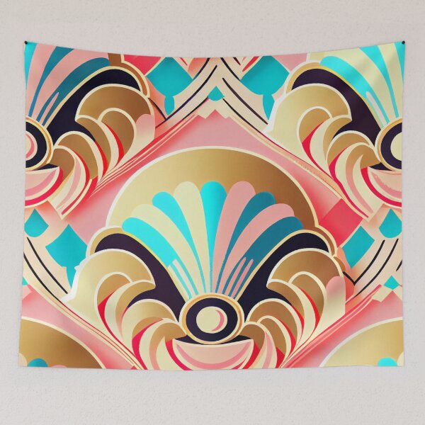 Aperçu de l'œuvre Kawaii Art Deco Pattern Digital Painting créée et vendue par CodeAndColors.