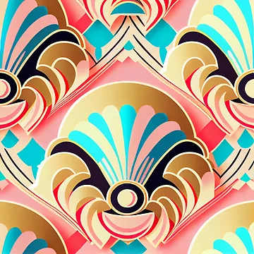 Vorschaubild zum Design Kawaii Art Deco Pattern Digital Painting von CodeAndColors