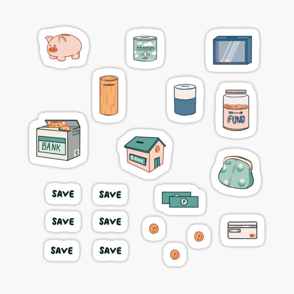 Item preview, Cute Savings Sticker Sheet designed and sold by ArtStudioHygge.
