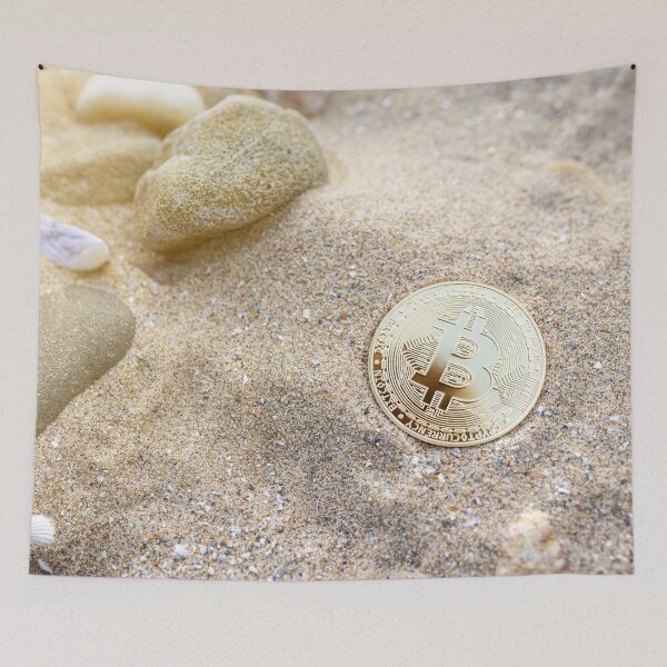 Item preview, Bitcoin crypto coin on the beach designed and sold by salarkoshop.